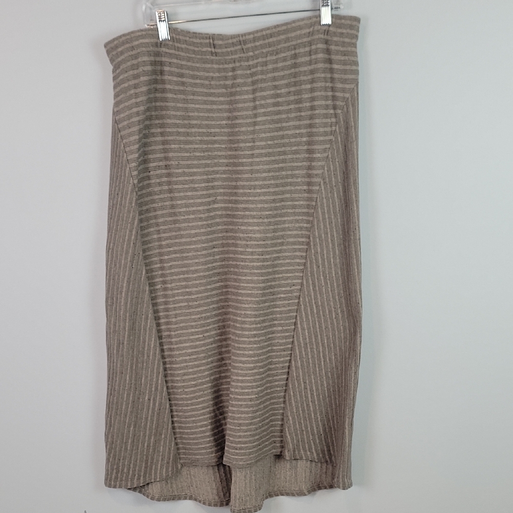 Purejill J. Jill taupe brown ribbed cotton midi skirt size Large